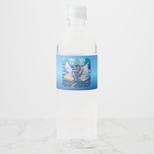 Zwanen "Kunst door kinderen" Waterfles Etiket (Voorkant)