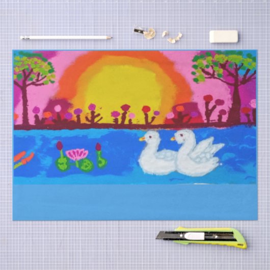 Zwanen Landschap Tissuepapier (Craft)
