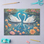 Zwanen Liefde op een Meer Tissuepapier (Craft)