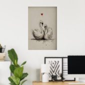 Zwanen Liefde Printbare, Hart Valentijn Print (Thuiskantoor)