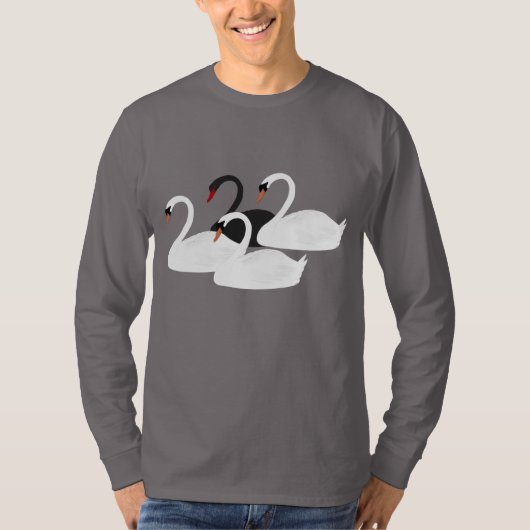 Zwanen Mannen lange mouwen T-shirt (Voorkant)