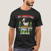 Zwanen met kerstmuts Mijn kerstgeest is zwaan T-shirt (Voorkant)