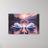 Zwanen onder de maan van de liefde canvas afdruk (Voorkant)