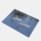 Zwanen op Blauwe Waterdeurmat Deurmat (Schuin)