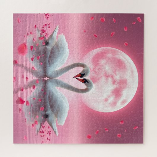 Zwanen op een meer legpuzzel (Horizontaal)