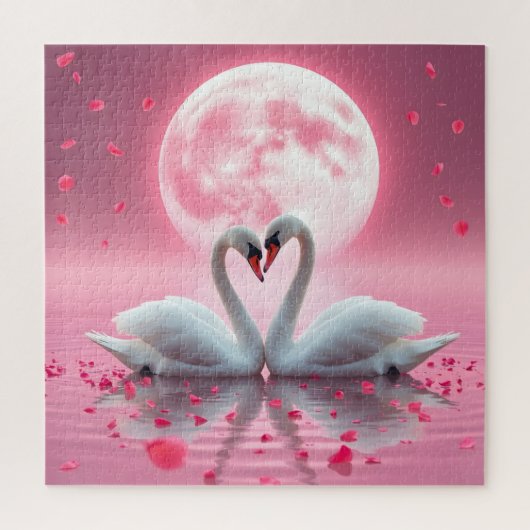 Zwanen op een meer legpuzzel (Verticaal)