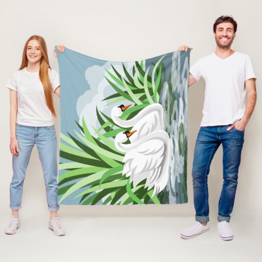 Zwanen op het water fleece deken (In situ)