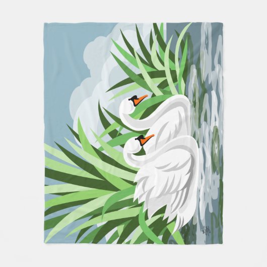 Zwanen op het water fleece deken (Voorkant)