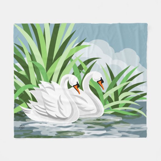 Zwanen op het water fleece deken (Voorkant (Horizontaal))