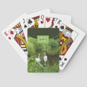 Zwanen op Lake Green Monogram Klassieke Speelkaart Pokerkaarten (Achterkant)