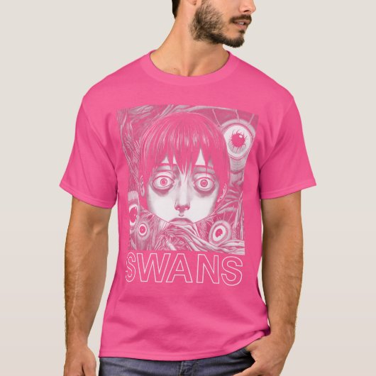 Zwanen origineel esthetisch ventilatorontwerp t-shirt (Voorkant)