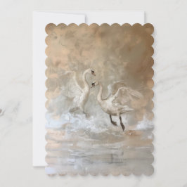 Zwanen - Platte uitnodiging formaat: 12,7 cm x 17,