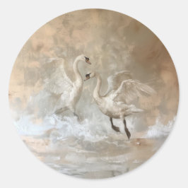 Zwanen - Ronde Stickers voor Kantoorartikelen