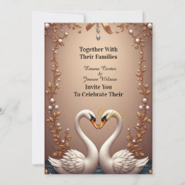 💐 Zwanen Roze Gouden Huwelijksdecoratie 🌷 Kaart