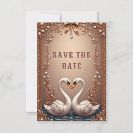 💍 Zwanen Roze Gouden Trouwdecoratie  💍 Save The Date