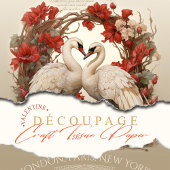 Zwanen Shabby Chic Bloemen Decoupage Tissuepapier