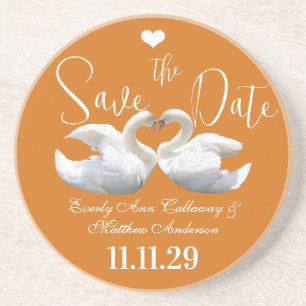 Zwanen Vintage Western Font Save the Date Cadeaus Zandsteen Onderzetter