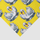 Zwanen Vogels Patroonontwerp Op Geel Tissuepapier (Detail)