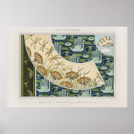  zwanen, waterlelies en libellen poster