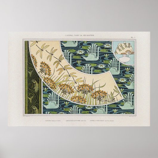  zwanen, waterlelies en libellen poster (Voorkant)