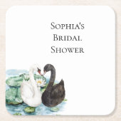 Zwanen Waterlelies Meer Romantische Bruidsdouche Kartonnen Onderzetters (Voorkant)