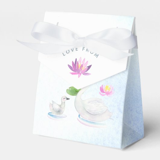Zwanen Waterverf Baby Shower Bedankdoosjes (Voorkant Zijde)