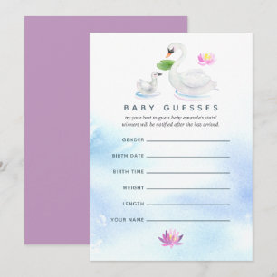 Zwanen Waterverf Baby Shower Raadspel Kaart