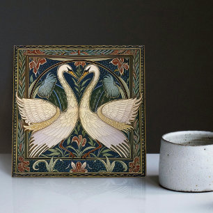Zwanen William Morris Muurdecoratie Art Nouveau Zw Tegeltje