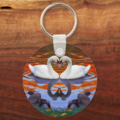 Zwanen zoenen in liefde, hartsnekken sleutelhanger (Voorkant)