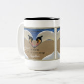 Zwanen zoenen tweekleurige koffiemok (Voorkant links)