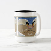 Zwanen zoenen tweekleurige koffiemok (Voorkant rechts)