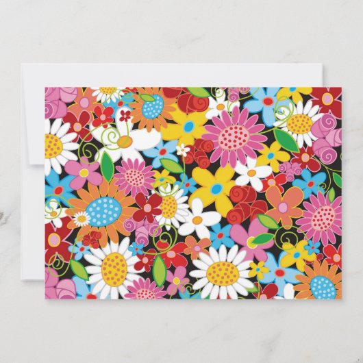 Zwanen zogen en kleurrijke lentbloemen bruiloft kaart (Achterkant)