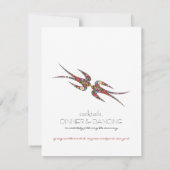 Zwanen zogen en kleurrijke lentbloemen bruiloft kaart (Achterkant)