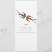 Zwanen zogen en kleurrijke lentbloemen bruiloft menu (Achterkant)