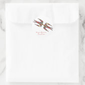 Zwanen zogen en kleurrijke lentbloemen bruiloft ronde sticker (Tas)