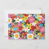 Zwanen zogen en kleurrijke lentbloemen bruiloft RSVP kaartje (Achterkant)