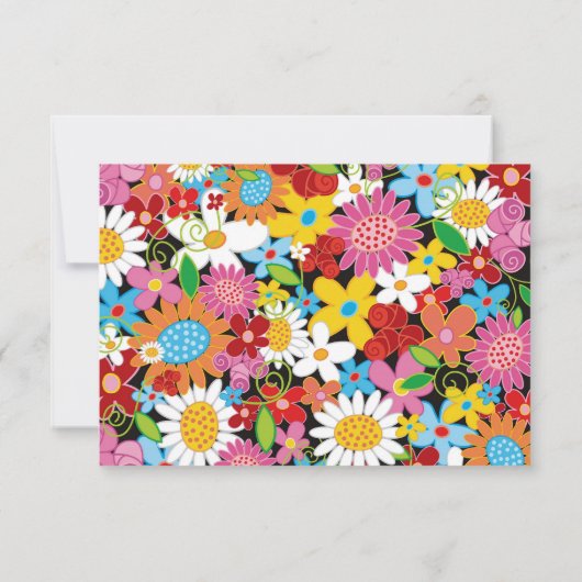 Zwanen zogen en kleurrijke lentbloemen bruiloft RSVP kaartje (Achterkant)