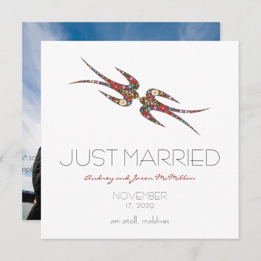 Zwanen zogen en lentevloeren Fotobruiloft Aankondiging (Voorkant / Achterkant)