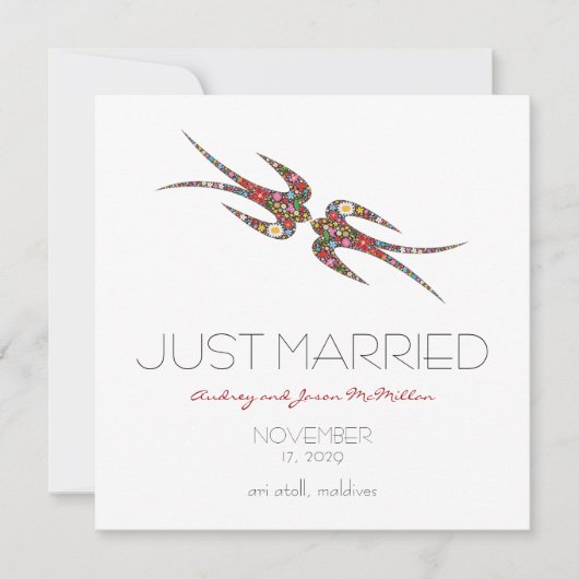 Zwanen zogen en lentevloeren Fotobruiloft Aankondiging (Voorkant)