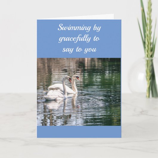 ZWANEN ZWEMMEN LANGS OM U EEN *GELUKKIGE VERJAARDA KAART (Voorkant)