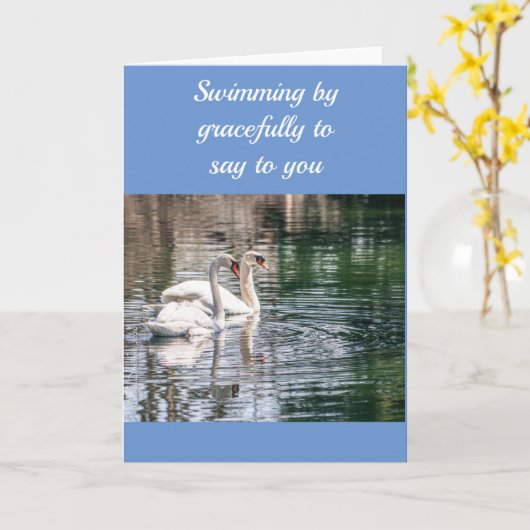 ZWANEN ZWEMMEN LANGS OM U EEN *GELUKKIGE VERJAARDA KAART (Gele Bloem)