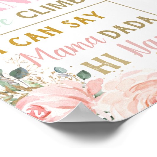 Zwanenbloem 1e verjaardag mijlpaal geboorte statis poster (Hoek)