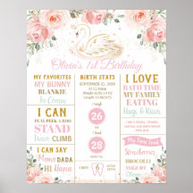 Zwanenbloem 1e verjaardag mijlpaal geboorte statis