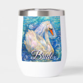 Zwanenbruid w / sluier op Water Blauw Wit Geperson (Achterkant)