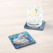 Zwanenbruid w / sluier op Water Blauw Wit Geperson Bier Onderzetter (Rechterzijde)