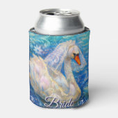 Zwanenbruid w / sluier op Water Blauw Wit Geperson Blikjeskoeler (Blikje Voorkant)