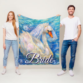 Zwanenbruid w / sluier op Water Blauw Wit Geperson Fleece Deken