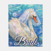 Zwanenbruid w / sluier op Water Blauw Wit Geperson Fleece Deken (Voorkant)