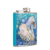 Zwanenbruid w / sluier op Water Blauw Wit Geperson Heupfles (Rechts)