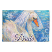 Zwanenbruid w / sluier op Water Blauw Wit Geperson Kussensloop (Achterkant)